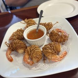 Called mama's shrimp. Shrimp wrapped in crispy noodles