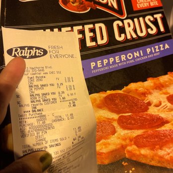 Ralphs - Be aware: The freezer door said $5.99 with a whole pile of these pizzas and they charge me $6.99 at the register - Grocery Near Me - Redondo Beach, California Ralphs - Be aware: The freezer door said $5.99 with a whole pile of these pizzas and they charge me $6.99 at the register - Grocery Near Me - Redondo Beach, California