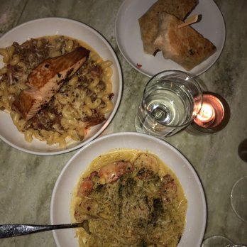 Sava's - Top right: black bean burger, Lower: Cappellini Marlon, left: Mac & cheese w/salmon - Bars Near Me - Ann Arbor, Michigan