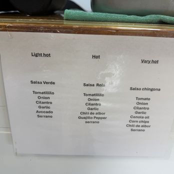 La Tingeria - Salsa options, names and ingredients! - Mexican Near Me - Spotsylvania, Virginia