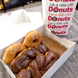 Chocolate twists, glazed donuts, maple bar donut