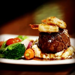 Pescare - Eye Fillet With BBQ'd Prawns