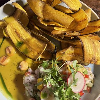 AltaToro - Ceviche with plantain chips - Latin American Near Me - Atlanta, Georgia AltaToro - Ceviche with plantain chips - Latin American Near Me - Atlanta, Georgia