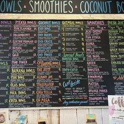 Playa Bowls - Menu 2023