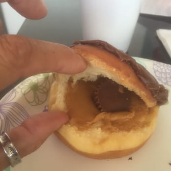 Friendly Donuts - Peanut Butter filled with Reeses peanut butter cups! - Donuts Near Me - Orange, California Friendly Donuts - Peanut Butter filled with Reeses peanut butter cups! - Donuts Near Me - Orange, California