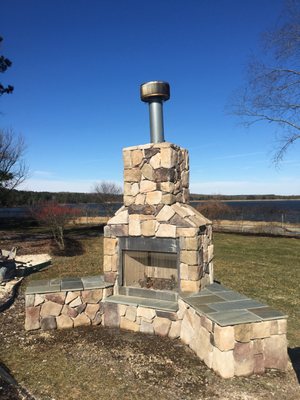 Outdoor Chimney Renovation - This beautiful outdoor chimney was renovated with stone. Our professionals guarantee your satisfaction with 15+ years of experience. Outdoor Chimney Renovation - This beautiful outdoor chimney was renovated with stone. Our professionals guarantee your satisfaction with 15+ years of experience.
