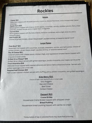 Menu photo 2 Rockies Grand Lake, CO Menu photo 2 Rockies Grand Lake, CO