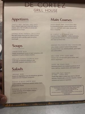 Menu photo 2 De Cortez Cabos San Lucas, BCS