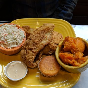 Mama J's Kitchen - Trout, coleslaw and candied sweet potatoes. - Soul Food Near Me - Richmond, Virginia