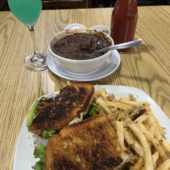 The Sardine Can - Grilled Crab BLAT Sandwich, Garlic Fries and Jamaican Black Bean Soup. The celebratory tropical beverage was tasty. - Seafood Near Me - Vallejo, California The Sardine Can - Grilled Crab BLAT Sandwich, Garlic Fries and Jamaican Black Bean Soup. The celebratory tropical beverage was tasty. - Seafood Near Me - Vallejo, California