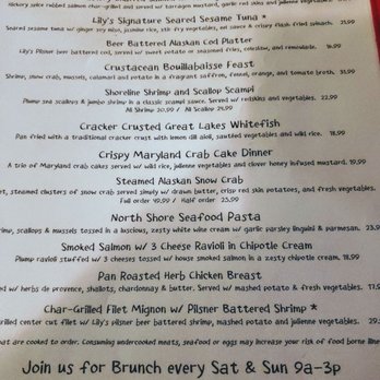 Lily's Seafood - Part of the menu. - Breweries Near Me - Royal Oak, Michigan