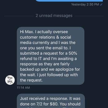 Texas de Brazil - Denver - Customer service response to requesting a refund when large chunks of my mea were missing - Brazilian Near Me - Denver, Colorado Texas de Brazil - Denver - Customer service response to requesting a refund when large chunks of my mea were missing - Brazilian Near Me - Denver, Colorado