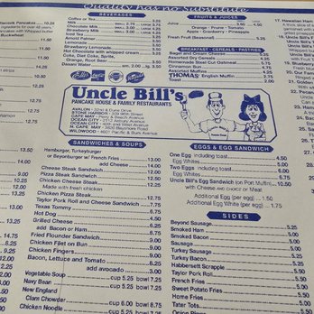 Uncle Bill's Pancake House - Menu - Breakfast & Brunch Near Me - Cape May, New Jersey Uncle Bill's Pancake House - Menu - Breakfast & Brunch Near Me - Cape May, New Jersey