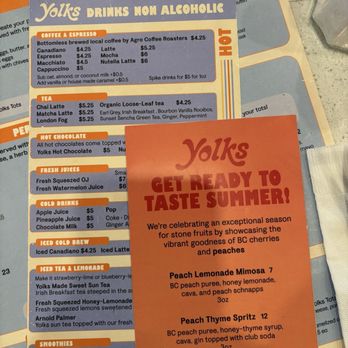 Yolks  - Summer and drinks menu - Breakfast & Brunch Near Me - Vancouver, British Columbia