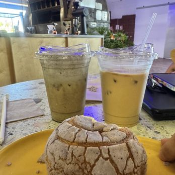 Provecho Coffee - Taro concha black sesame latte and orange dream latte - Coffee & Tea Near Me - San Diego, California