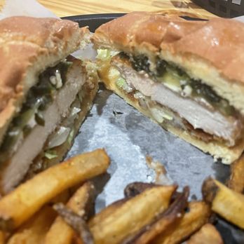 Flavor 91 Bistro - The Crispy Chicken Sandwich (sub got cheese +$1) - Burgers Near Me - Whitehall, Ohio Flavor 91 Bistro - The Crispy Chicken Sandwich (sub got cheese +$1) - Burgers Near Me - Whitehall, Ohio