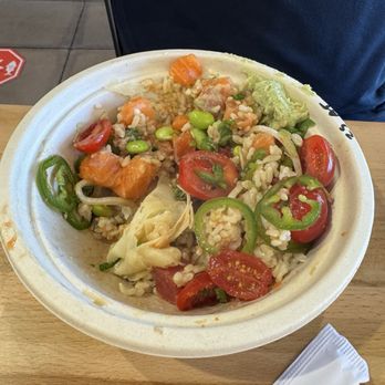 Poké House - Almaden - Salmon and ahi tuna bowl with veggies - Poke Near Me - San Jose, California