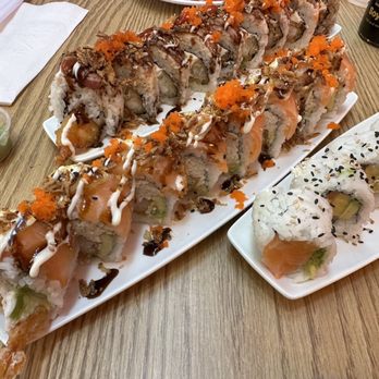 Dragon Sushi - Top: Sex on the Beach roll, middle: specialty roll, bottom: Philadelphia roll. - Sushi Bars Near Me - Albuquerque, New Mexico