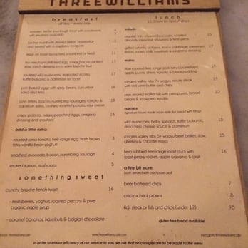 Three Williams - Le menu - Coffee & Tea Near Me - Redfern, NSW Three Williams - Le menu - Coffee & Tea Near Me - Redfern, NSW
