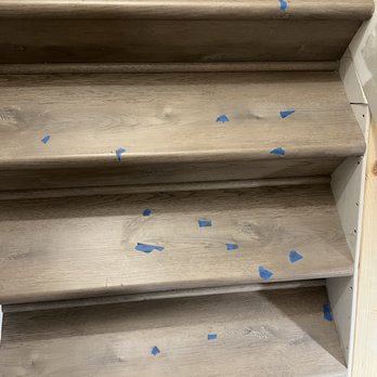 Great Western Flooring Co - Caulk spots up the stairs - Carpeting Near Me - Naperville, Illinois