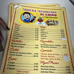 Taqueria Tacorriendo El Chino - Menu