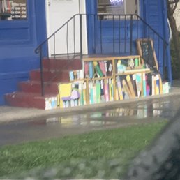 Cute stairs with books painted on them Cute stairs with books painted on them