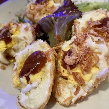 Atchana's Homegrown Thai - Son-in-law Eggs (fried eggs) - Thai Near Me - Miami, Florida Atchana's Homegrown Thai - Son-in-law Eggs (fried eggs) - Thai Near Me - Miami, Florida