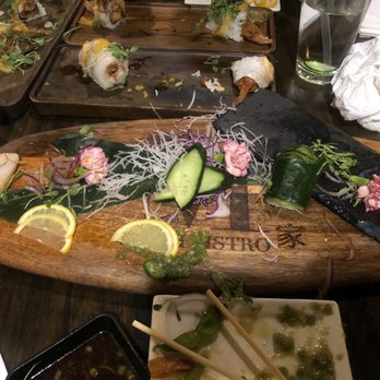 M Sushi Bistro - AFTER - we destroyed 2 sashimi deluxes - Sushi Bars Near Me - Lodi, California