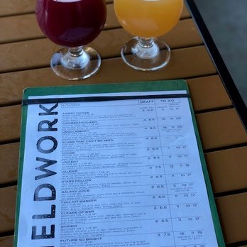 Fieldwork Brewing Company - Vanillaberry (left) and Galaxy Juice (right) - Beer Gardens Near Me - Monterey, California Fieldwork Brewing Company - Vanillaberry (left) and Galaxy Juice (right) - Beer Gardens Near Me - Monterey, California