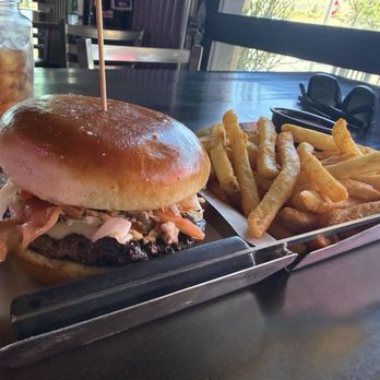 Fire Rock Burgers & Brews - Whiskey in the Jar Burger With Fries - Burgers Near Me - Calimesa, California