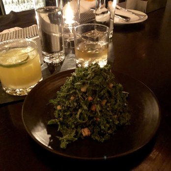 Crossroads Kitchen - Caesar salad with Cadillac margarita and whiskey - Vegan Near Me - Los Angeles, California