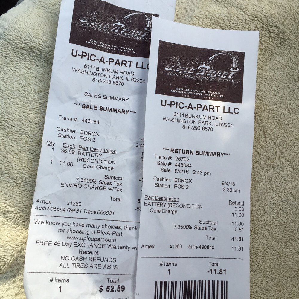 Pick Your Part - East St. Louis - 52 paid got 11 back - Auto Parts & Supplies Near Me - Washington Park, Illinois Pick Your Part - East St. Louis - 52 paid got 11 back - Auto Parts & Supplies Near Me - Washington Park, Illinois