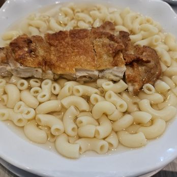 Golden Flower Cafe - Macaroni with crispy chicken cutlet. Also comes with buttered (1 slice of bread, halved) toast, not pictured - Chinese Near Me - Richmond Hill, Ontario Golden Flower Cafe - Macaroni with crispy chicken cutlet. Also comes with buttered (1 slice of bread, halved) toast, not pictured - Chinese Near Me - Richmond Hill, Ontario