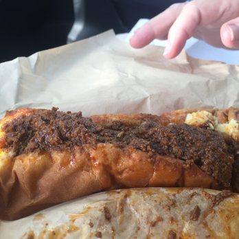 The Dog House - The Bull Dodg- no slaw, just mustard, chili, and onions. - Hot Dogs Near Me - Durham, North Carolina The Dog House - The Bull Dodg- no slaw, just mustard, chili, and onions. - Hot Dogs Near Me - Durham, North Carolina