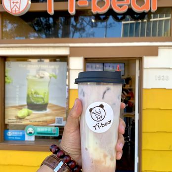 Tibear - Storefront and Fresh Milk Taro with Mochi - Bubble Tea Near Me - Berkeley, California