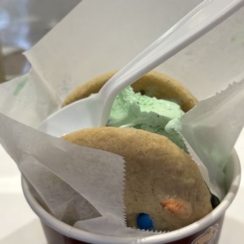 Diddy Riese Cookies - Ice Cream Sandwich Pistachio with m & m cookies - Desserts Near Me - Los Angeles, California