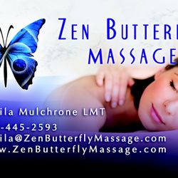 Zen Butterfly Massage - Front of Business card