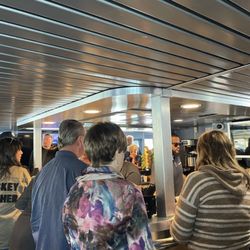 Seastreak Ferry - All drinks are here including water and coffee ‍. 2 bartenders are not enough. Should have separate non-alcohol drink station.
