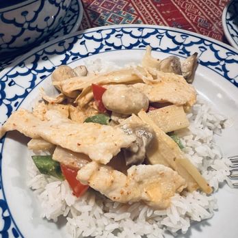 Thai Orchid Cuisine - Red Curry with Chicken on rice. - Thai Near Me - Petoskey, Michigan