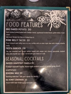Menu photo 7 Obscurity Brewing Elburn, IL
