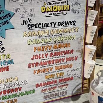 Jo's Daiquiri & Beverage Barn - The menu today. - Drive-Thru Bars Near Me - Yoakum, Texas Jo's Daiquiri & Beverage Barn - The menu today. - Drive-Thru Bars Near Me - Yoakum, Texas