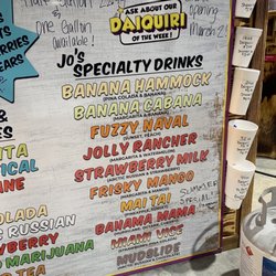 Jo's Daiquiri & Beverage Barn - The menu today.