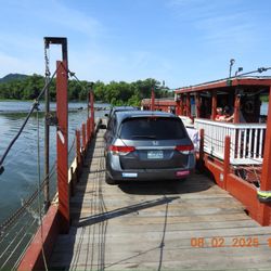 Millersburg Ferry - Maybe three cars fit. We have crossed with horse and buggies and motorcycles as well.