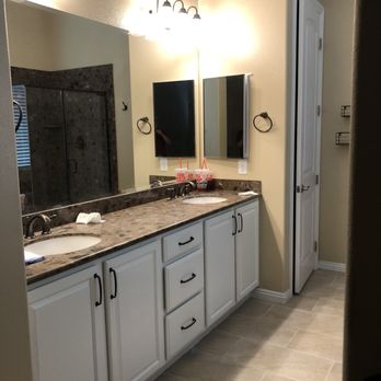 Nestings Home Staging and Interiors - Painted vanity in the primary bathroom - Home Staging Near Me - Henderson, Nevada