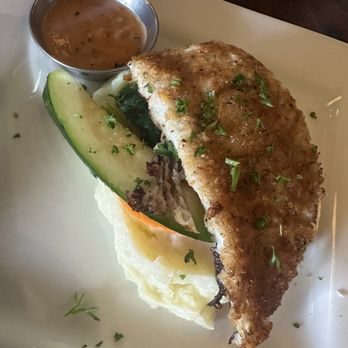 Anaya’s Seafood Scratch Kitchen - (Half serving) Garlic Parmesan Flounder Specialty w/ crab on the side - Seafood Near Me - Plano, Texas