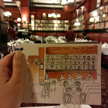 Sardi's - My waiter let me linger at my table long after my meal so i could finish my sketch. He made sure my water glass was refilled repeatedly. - American Near Me - New York, New York Sardi's - My waiter let me linger at my table long after my meal so i could finish my sketch. He made sure my water glass was refilled repeatedly. - American Near Me - New York, New York