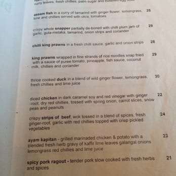 Blue Chillies - Menu - Chefs Specials - Malaysian Near Me - Fitzroy, VIC