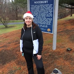 Woodbury Historical Marker - Bestie wearing her Christmas finery