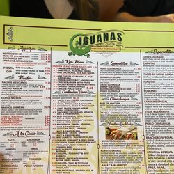 Iguana's Mexican Restaurant - Menu