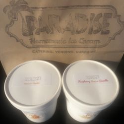 Banana Pudding and Raspberry Lemon Crumble pints. Stayed frozen on the drive home, yeahhhh.